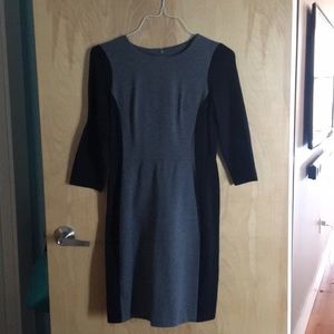 Gray and Black Dress. 3/4 length sleeve.